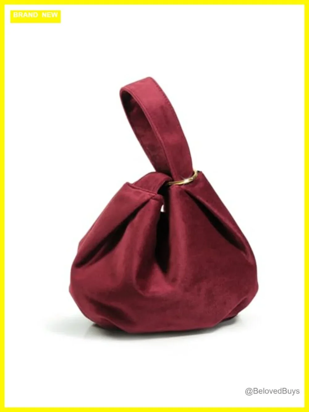 Velvet Top Handle Bucket Clutch Wristlet Purse